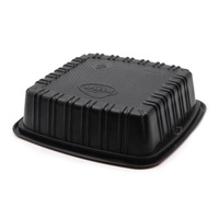 Conteneur alimentaire jetable rectangulaire flexible en PP de qualité alimentaire, compatible micro-ondes, avec couvercle transparent, impression et logo personnalisés