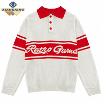 Pull en coton tricoté à col polo pour homme, 7 GG, respirant, anti-plis, anti-bouloches, anti-rétrécissement, motif lettres, idéal pour l'hiver