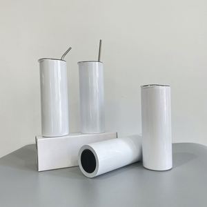 20Oz Us Warehouse Skinny Flat Edge Tumbler With <b>Metal</b> <b>Straws</b> for Sublimation Heat Transfer Printing - Product Image 4