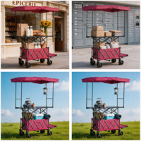 Chariot utilitaire mobile avec auvent pare-soleil, capacité de 100 kg, chariot de camping pliable robuste, chariot de vente portable pour événements en plein air
