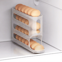Boîte de rangement à roulettes pour œufs, quatre niveaux, indépendante, en plastique rectangulaire, avec roulettes, pour réfrigérateur, organisateur de cuisine