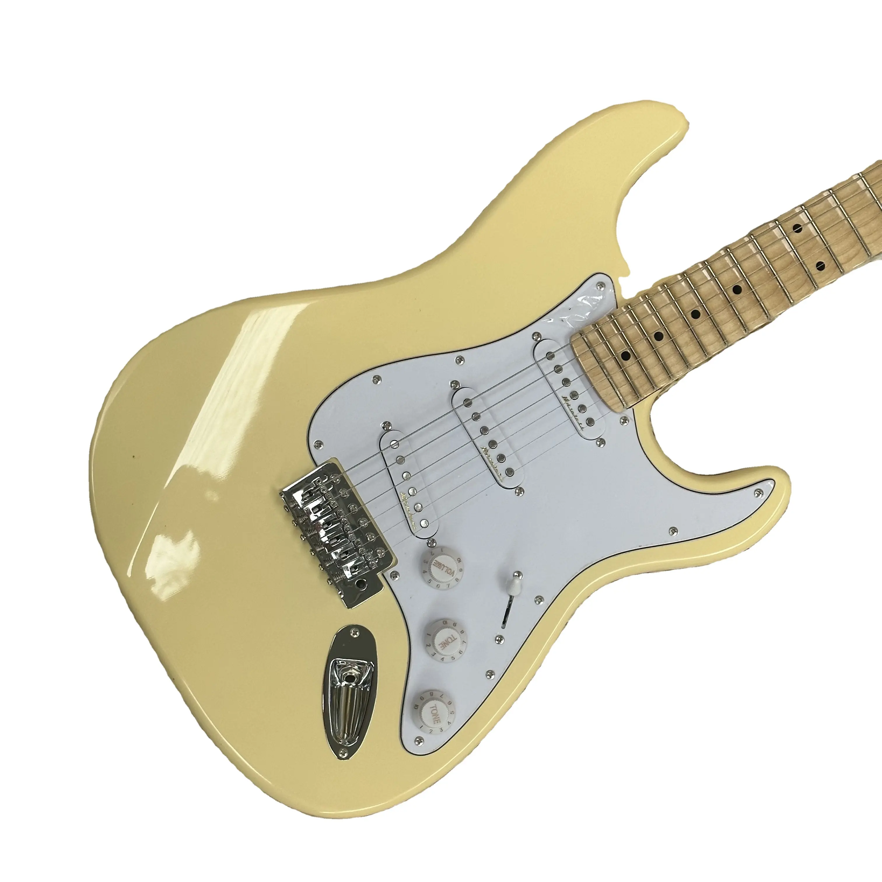 ST Factory OEM Solid Wood Light Yellow Electric Guitar with Fast Shipping for Musicians