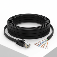 Cable Ethernet Cat6 de 8 Conductores de Cobre Desnudo, 10 Gbps, Plano, Negro, Cable de Conexión LAN RJ45 para Router y Módem