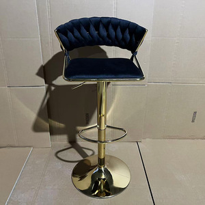 Tabourets de bar en velours tressé de luxe en gros, chaises de bar réglables en acier inoxydable <span class=keywords><strong>doré</strong></span> pour bars, clubs et bistrots - Product Image 3