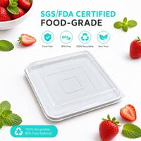 Boîte à pain carrée transparente en plastique PET de qualité alimentaire 19x19cm avec couvercle, jetable, pour pain, sushis et salades - Vente en gros