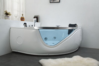 Baignoire d'angle autoportante en acrylique pour 2 personnes avec jets de massage à air et à remous pour salle de bain d'appartement