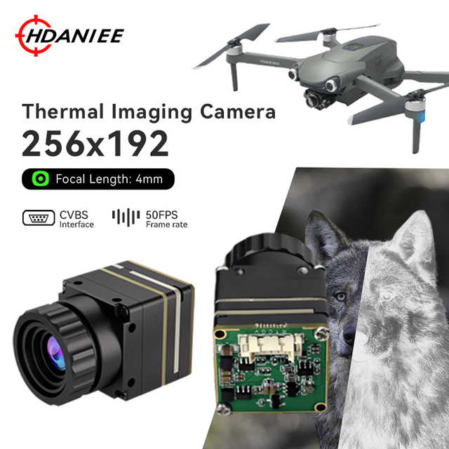 HDANIEE FPV Thermal Imaging Drone Night Vision Drone CVBS 256x192 4mm Thermal Camera Module