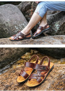 पुरुषों चमड़े के सैंडल गर्मियों क्लासिक पुरुषों के जूते चप्पल नरम सैंडल पुरुषों रोमन आरामदायक चलने जूते S0527 - Product Image 4