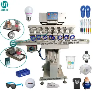 8Color Conveyor Pad Printer Electric Fully Automatic Slipper Fans Feeder Pad Printing Machine For Golf Tees Garment Tagless Tube