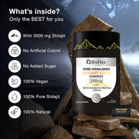 Complément alimentaire à base de plantes, marque privée OEM, prix d'usine Chine, 3000mg, gommes de Shilajit de l'Himalaya avec Ashwagandha
