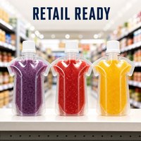 Pochettes souples personnalisées imprimées de qualité alimentaire avec bouchon, recyclables, anti-fuite, en plastique avec bec verseur pour jus, gelées et boissons 25g 30g 35g