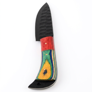 Cuchillo de Cocina Artesanal Forjado en Acero de Alto Carbono, Hoja Negra Mate Martillada, Mango de Madera Multicolor - Product Image 1