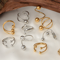 Bagues ajustables en acier inoxydable avec perles pour femmes et hommes, bijoux en métal personnalisés, cadeau d'anniversaire tendance, vente en gros