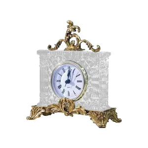 Horloge de Table en cuivre doré et cristal mécanique européen, décoration de la maison, nouvelle arrivée