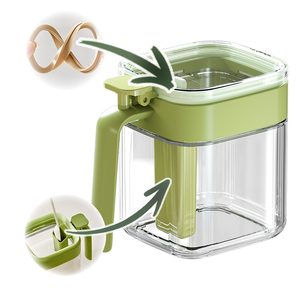 Cocina Alimentos Especias Polvo Almacenamiento 400ml Tarros de Vidrio Envase con Compartimento Integrado para Cuchara de Condime - Product Image 1