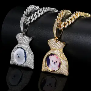 Brand New Boutique Mosang Diamante Foto Pingente Colar Personalização Atacado Moda Elegance