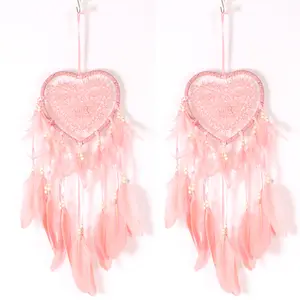 Tùy Chỉnh Tường Treo Trang Trí Nội Thất Tường Nghệ Thuật 15*48 Cm Cô Gái Phòng Trang Trí Handmade Heartted Dream Catcher