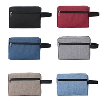 Sac de toilette pliable en polyester pour homme, personnalisé en gros, fermeture éclair, trousse de maquillage, organisateur de rasage, trousse de voyage