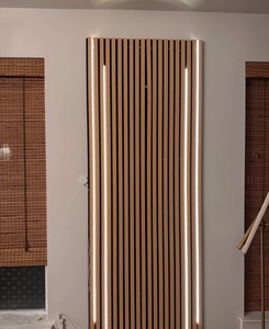 Lüks Akupanel doğal ceviz ses emici Slat difüzör duvar paneli Led ışık ofis için ses yalıtımı LED akustik paneller - Product Image 6