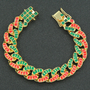 Pulsera de Cadena de Aleación con Diseño Geométrico Innovador y Doble Color de Diamantes de Imitación, Estilo Hiphop para Hombre, Joyería de Moda, Venta Caliente 2026 - Product Image 1