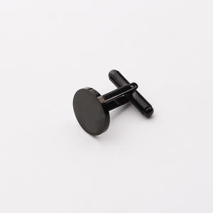 Boutons de manchette de costume de luxe, personnalité géométrique, en acier inoxydable, or, argent, or rose, noir, forme ronde - Product Image 2