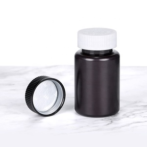 <b>100ml</b> 120ml 150ml 200ml Food Grade Black HDPE Plastic Pill <b>Bottle</b> with Metallic Screw Cap Vitamin Medicine Container Custom - Product Image 4