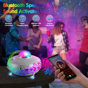 Lámpara Proyector de Cielo Estrellado con 12 <span class=keywords><strong>Constelaciones</strong></span> y Planetas, Luz Nocturna Ambiental LED, Proyector Láser de Galaxia, Altavoz - Product Image 3