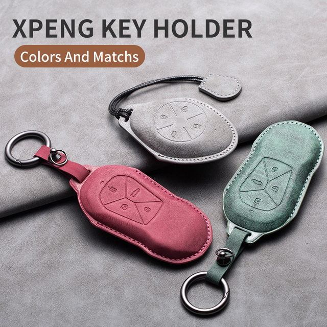 Cross-border Factory Wholesale Leather Key Fob Covers Keychains Suitable for XpengG3 460&P7 520 High-quality Car Key Accessories