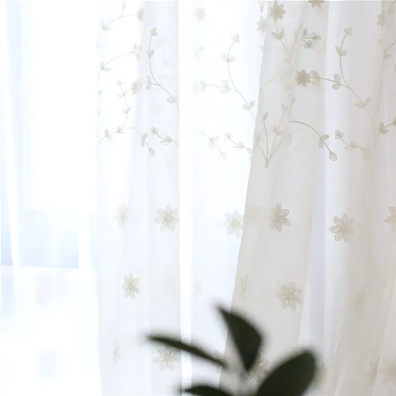 Innermor Embroidered White Curtains Tulle Curtain for Kitchen and Bedroom Customized for Livingroom Voile Children Girls Hotel