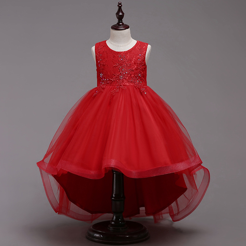 Кружевные пышные Асимметричные Свадебные платья для маленьких девочек с цветами без рукавов