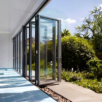 Porte pliante extérieure moderne en alliage d'aluminium robuste, coupe-vent, étanche, grande ouverture pour cour et villa