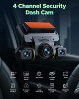 Caméra embarquée 4 canaux avant, arrière, gauche, droite, intérieure avec carte 128 Go, 4K+1K+1K+1K, ADAS, BSD, vision nocturne et moniteur de stationnement