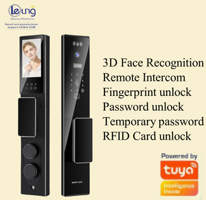 Qleung S555 avec processus CNC d'identification faciale 3D Tuya Wifi App carte de <span class=keywords><strong>code</strong></span> d'appel vidéo clé d'empreinte digitale serrure de porte intelligente pour la maison appartement - Product Image 3