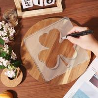 Gabarit de découpe en acrylique motif trèfle pour le travail du bois, gabarits de dessin pour incrustations décoratives en bois, transparent