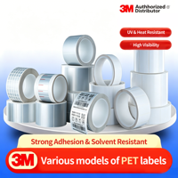 Rouleau d'étiquettes adhésives en PET argent mat de type 3M, autocollant de code-barres à transfert thermique sensible à la chaleur, durable, imperméable, résistant à l'huile