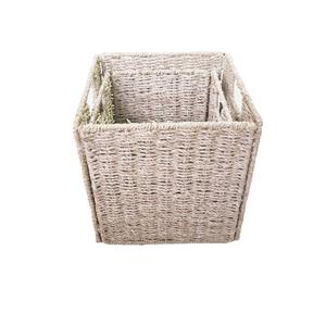 Panier à linge pliable tressé de style nordique, rectangulaire, fait main, organisateur de rangement pour vêtements, livres et articles divers, type sur pied - Product Image 5