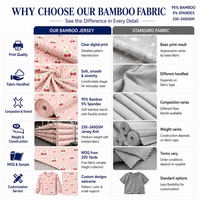 T-shirt en tissu de bambou à motif cerise, respirant, écologique, extensible, imprimé, en maille de bambou pour vêtements de nuit pour filles