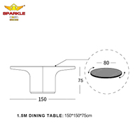 Table à manger moderne de luxe 4 places en marbre artificiel, couleur et taille personnalisables, mobilier pour salon, hôtel/villa