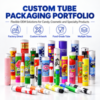 Tube d'emballage en aluminium-plastique pour chewing-gum avec impression UV personnalisée, design graphique, diamètre 12,7-35 mm, bouchon à vis