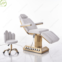 Table de massage moderne couleur avec logo personnalisable lit facial multifonctionnel beauté cils avec base dorée