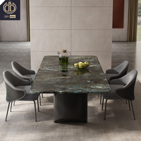 Ensemble de table à manger en marbre italien moderne avec chaises pour la maison, l'appartement, la villa - 6 places, meubles de salle à manger de luxe
