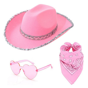 Conjunto de 3 Piezas de Disfraz de Vaquero con Sombrero, Pañuelo y Gafas, Disfraz de Vaquero del Oeste para Fiesta de Cumpleaños o Halloween - Product Image 3
