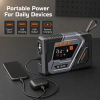Démarreur de voiture et camion 12V, compresseur d'air 150 PSI, batterie 4S 10800 mAh, préchauffeur de pneus, entrée/sortie USB Type-C, lumière LED