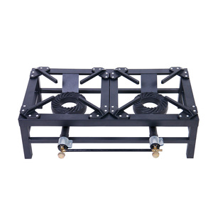 Estufa de gas portátil para exteriores Hongkun de doble quemador, 760x380x230 mm, diseño dividido de hierro fundido para camping y uso doméstico. - Product Image 2
