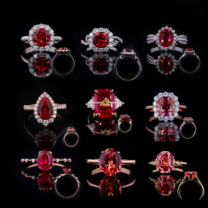 Pietra preziosa fedi nuziali gioielli <span class=keywords><strong>rosso</strong></span> rubino <span class=keywords><strong>zaffiro</strong></span> 14K oro massiccio fedi nuziali per le donne - Product Image 5