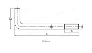 ברגי זווית L-9 M12-M36 בצורת ברגי עוגן בטון פלדה מברגי בורג j בורג ב 80 מ "מ רוחב 25 מ" מ - Product Image 2