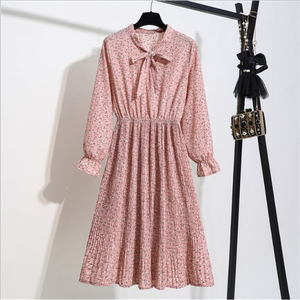 J9002 2022 Coreano Primavera Verão Casual Mulheres Gravata borboleta Impressão Maxi Praia Boêmio Vestido de Mangas Compridas Para Senhoras - Product Image 3