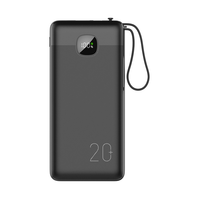 Portable PD20W Fast Charge 20000mah High Capacity Power Bank 3 Built-in Cables Power Bank  With LED Digital Display Power Bank