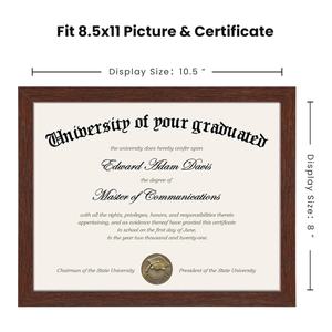 Cadres pour documents 8,5x11 en gros, <span class=keywords><strong>porte</strong></span>-certificats finition acajou avec verre véritable pour diplômes universitaires - Product Image 2