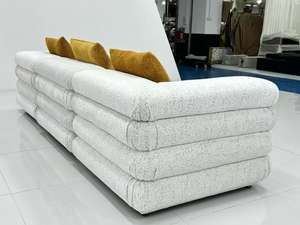 Sofá Modular Minimalista Italiano para Villa, Diseño Tofu-Block, Tapicería de Mezcla de Lino Color Avena, Configuración de Doble Cara, 2026, Uso Doméstico - Product Image 3